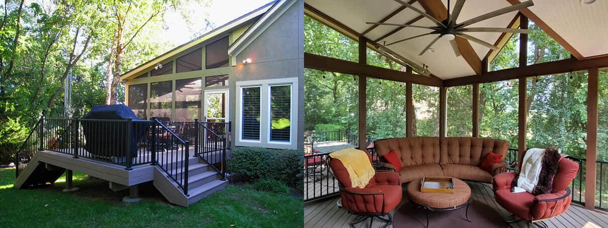 overland park deck and screened porch with furniture